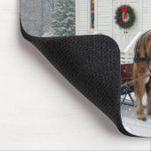 Christmas Horse-Drawn Sleigh Waiting By a Chapel Mousepad (Ecke)
