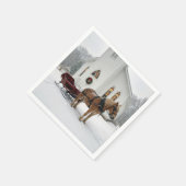 Christmas Horse-Drawn Sleigh Waiting By a Chapel Serviette (Ecke)