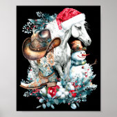 Christmas Horse In Santa Hat Cowgirl Cowboy Boots Poster (Vorne)