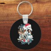 Christmas Horse In Santa Hat Cowgirl Cowboy Boots  Schlüsselanhänger (Vorderseite)