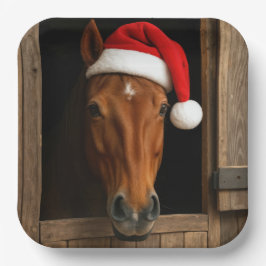 Christmas Horse In Stable Window Pappteller