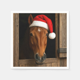 Christmas Horse In Stable Window Serviette
