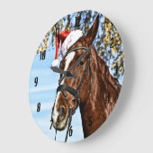 Christmas horse with hat große wanduhr (Winkel)