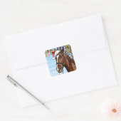 Christmas horse with hat quadratischer aufkleber (Umschlag)
