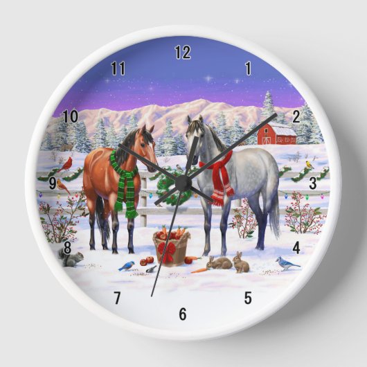 Christmas Horses in Snow Uhr (Vorderseite)