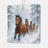 Christmas Horses Running Through a Snowy Forest Keramikornament (Links)