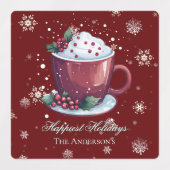 Christmas Hot Chocolate Personalized Red Baking Etiketten (Design 2)