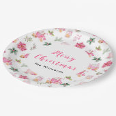 Christmas Hot Cocoa and Pink Poinsettias Pappteller (Schrägansicht)