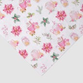 Christmas Hot Cocoa and Pink Poinsettias Seidenpapier (Detail)