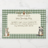 Christmas Hot Cocoa Mix Little Animals Gingham Lebensmitteletikett (Einzelnes Label)