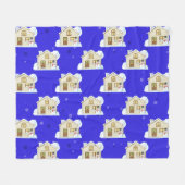 Christmas House Pattern - Blue Background  Fleecedecke (Vorderseite (Horizontal))