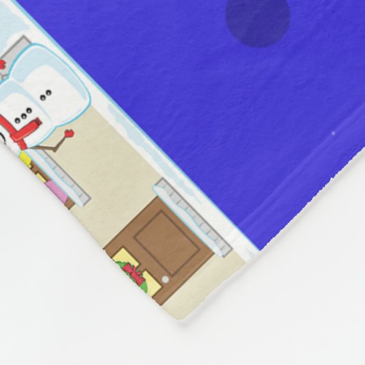 Christmas House Pattern - Blue Background  Fleecedecke (Ecke)