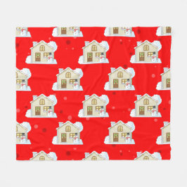 Christmas House Pattern  Fleecedecke