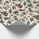 Christmas House Pattern Wrapping Paper Geschenkpapier (Ecke)