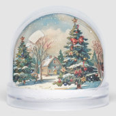 Christmas House Winterscape Snow Trees Schneekugeln (Vorderseite)