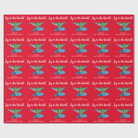 Christmas Hummingbird Joy to the World Individuell Geschenkpapier (Flach)