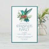 Christmas Hummingbird Party Invite Einladung (Stehend Vorderseite)