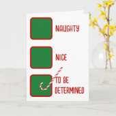Christmas Humor Naughty Or Nice Check Boxes Karte (Gelbe Blume)