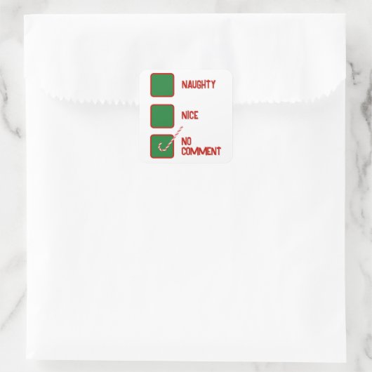 Christmas Humor Naughty Or Nice Check Boxes Quadratischer Aufkleber (Tasche)