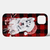 Christmas Husky auf Buffalo Kariert Case-Mate iPhone Hülle (Rückseite (Horizontal))