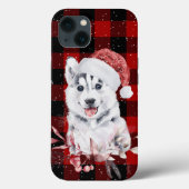 Christmas Husky auf Buffalo Kariert Case-Mate iPhone Hülle (Rückseite)