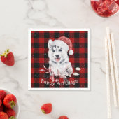 Christmas Husky auf Buffalo Kariert Napkins Serviette (Beispiel)