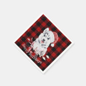 Christmas Husky auf Buffalo Kariert Napkins Serviette (Ecke)