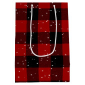 Christmas Husky auf Buffalo Karierte mittelgroße G Mittlere Geschenktüte (Rückseite)