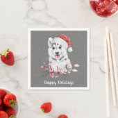 Christmas Husky auf Grau Serviette (Beispiel)