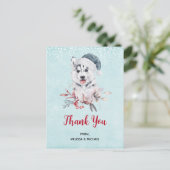 Christmas Husky Dog in einer Weihnachtsmannmütze D Postkarte (Stehend Vorderseite)