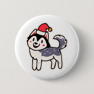 Christmas Husky Dog Lover Malamute Button