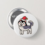 Christmas Husky Dog Lover Malamute Button (Vorne & Hinten)