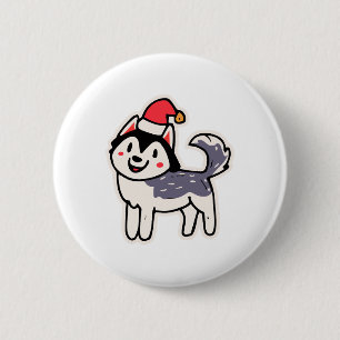 Christmas Husky Dog Lover Malamute Button