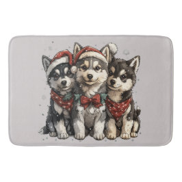 Christmas Husky Hogs Badematte