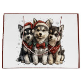Christmas Husky Hogs Große Geschenktüte (Vorderseite)
