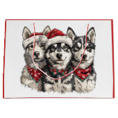 Christmas Husky Hogs Große Geschenktüte (Vorderseite)