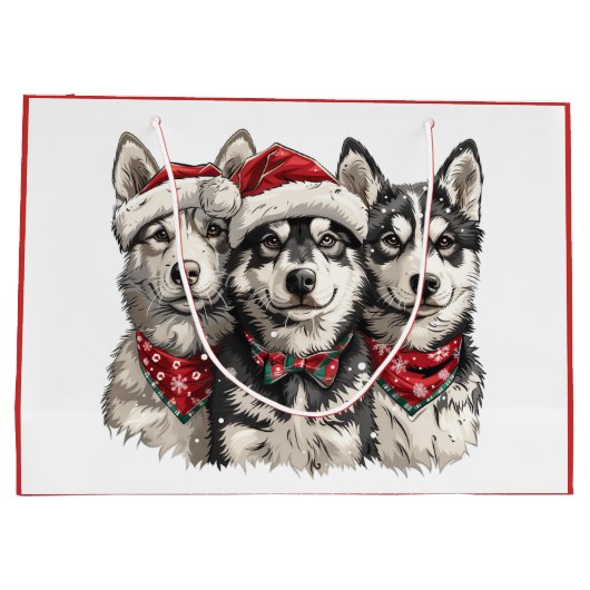 Christmas Husky Hogs Große Geschenktüte (Rückseite)