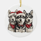 Christmas Husky Hogs Keramik Ornament (Vorne)