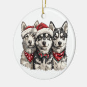 Christmas Husky Hogs Keramik Ornament (Links)