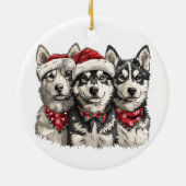 Christmas Husky Hogs Keramik Ornament (Hinten)