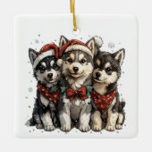 Christmas Husky Hogs Keramikornament (Vorderseite)