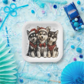 Christmas Husky Hogs Pappteller (Party)