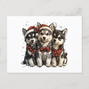 Christmas Husky Hogs Postkarte