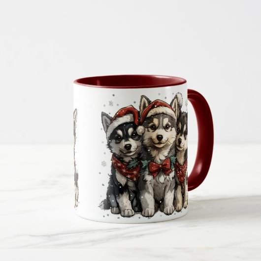 Christmas Husky Hogs Tasse (VorderseiteRechts)