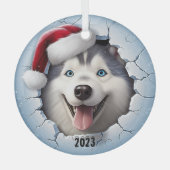 Christmas Husky Ornament Aus Glas (Vorderseite)