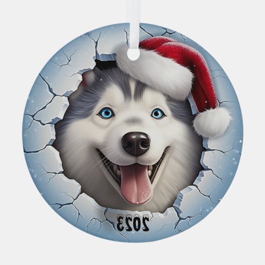 Christmas Husky Ornament Aus Glas (Rückseite)