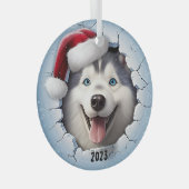 Christmas Husky Ornament Aus Glas (Vorderseite Rechts)