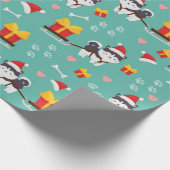 Christmas Husky Pattern Geschenkpapier (Ecke)