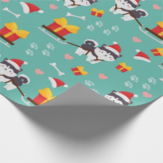 Christmas Husky Pattern Geschenkpapier (Ecke)