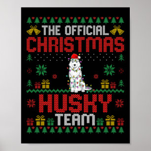 Christmas Husky Team - Husky mit Weihnachtsmannmüt Poster